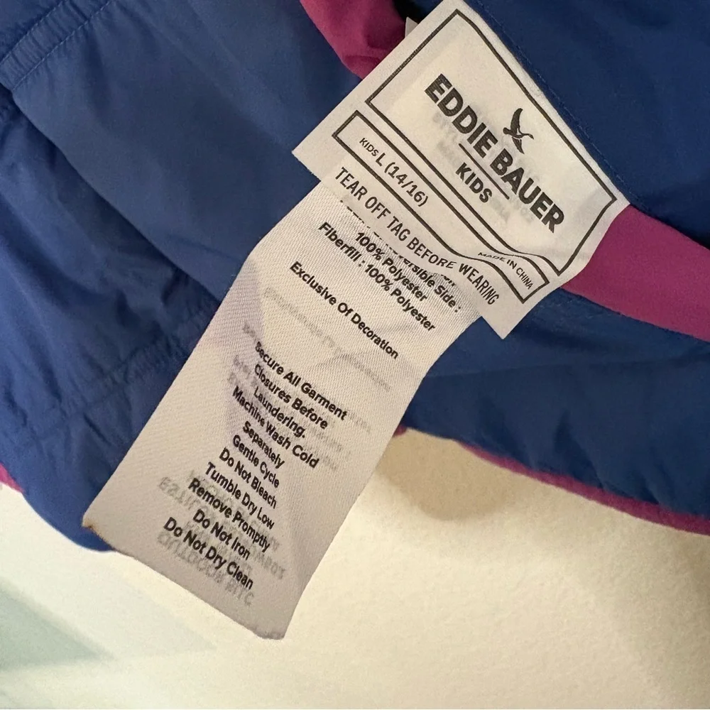 Eddie Bauer Kids Youth Reversible Jacket Girls Purple Blue Teddy